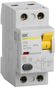 Iek karat Выключатель дифференциальный ВД1 63 (УЗО) 2Р 25А 10мА mdv10 2 025 010