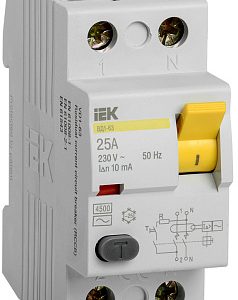 Iek karat Выключатель дифференциальный ВД1 63 (УЗО) 2Р 25А 10мА mdv10 2 025 010