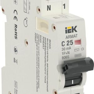 Iek armat АВДТ b06s 1p+np c25 30мА тип ac (18мм) ar b06s 1n c25c030