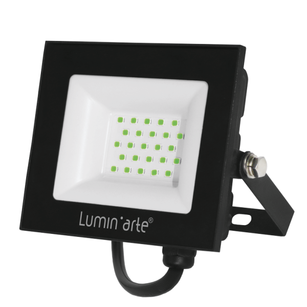Светодиодный прожектор lumin'arte lfl 30w/07 30Вт зеленый цвет свечения ip65 серый корпус