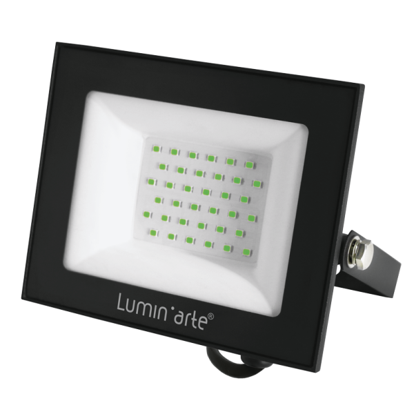 Светодиодный прожектор lumin'arte lfl 50w/07 50Вт зеленый цвет свечения ip65 серый корпус