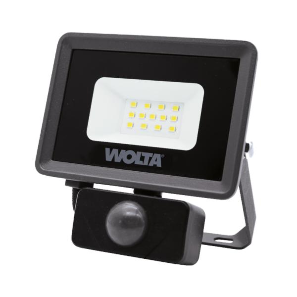Светодиодный прожектор wolta wfl 10w/06s 10Вт 5700k ip65 900лм с датчиком