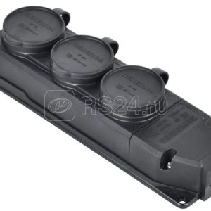 Iek generica Розетка (колодка) 3 ая с защит. кр. ip44 черная erk20 016 03 44 k02 g