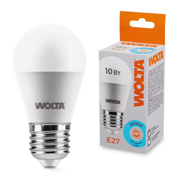 Светодиодная лампа wolta 25w45gl10e27 10Вт 6500k e27