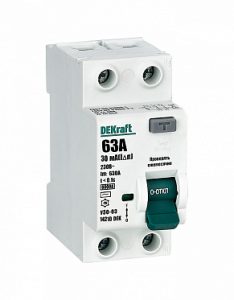 Dekraft ВДТ 2p 63А 30мА тип ac 6кА УЗО 03 14210dek