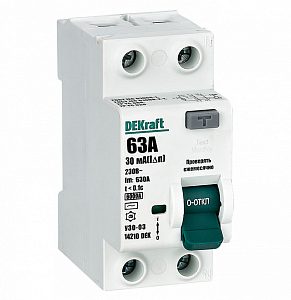 Dekraft ВДТ 2p 63А 30мА тип ac 6кА УЗО 03 14210dek