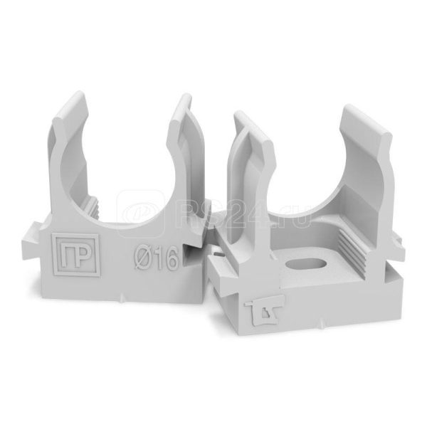 Крепеж клипса для труб для прямого монтажа серая в п/э d16 мм (100шт/1100шт уп/кор) Промрукав