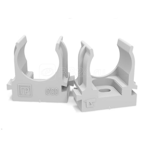 Крепеж клипса для труб для прямого монтажа серая в п/э d20 мм (100шт/900шт уп/кор) Промрукав