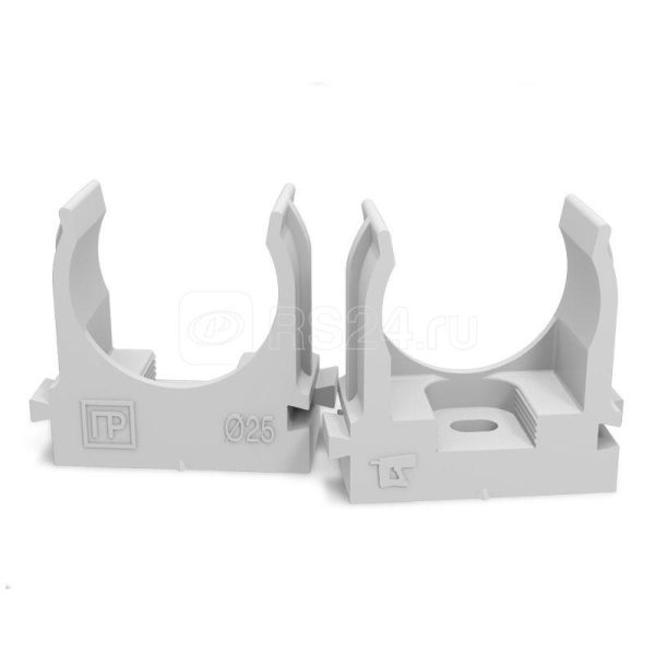 Крепеж клипса для труб для прямого монтажа серая в п/э d25 мм (100шт/700шт уп/кор) Промрукав