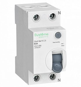 Systeme electric city9 set Выключатель дифференциального тока (ВДТ) 63А 2p 300мА Тип ac 230В se c9r6