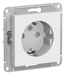 Systeme electric atlasdesign Бел Розетка с/з со шторками, 16А, механизм se atn000145