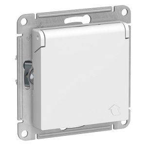 Systeme electric atlasdesign Бел Розетка с/з со шторками с крышкой, 16А, ip20, механизм se atn000146