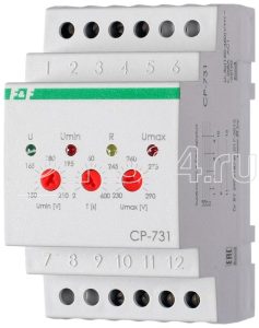 Реле напряжения cp 731 (трехфазный; микропроцессорный; контроль верхнего и нижнего значений напряжен