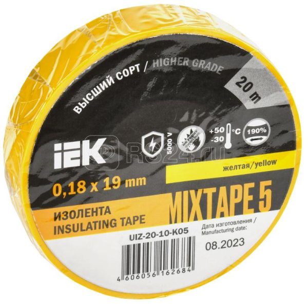 Iek Изолента 0,18х19 мм желто зеленая 20 метров uiz 20 10 k52