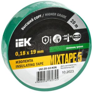 Iek Изолента 0,18х19 мм зеленая 20 метров uiz 20 10 k06