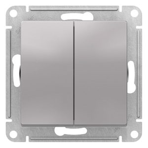 Systeme electric atlasdesign Алюминий Переключатель 2 клавишный перекрестный, 2 x сх. 7, 10АХ, механ