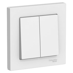 Systeme electric atlasdesign Бел Выключатель 2 клавишный сх.5, 10АХ, в сборе se atn000152