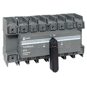 Рубильник 4п 63А реверсивный с рукояткой для прямой установки twinblock ekf tb s 63 4p rev