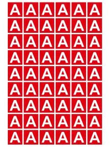 Наклейка буква А на аварийный светильник 30х30 мм, 54 шт