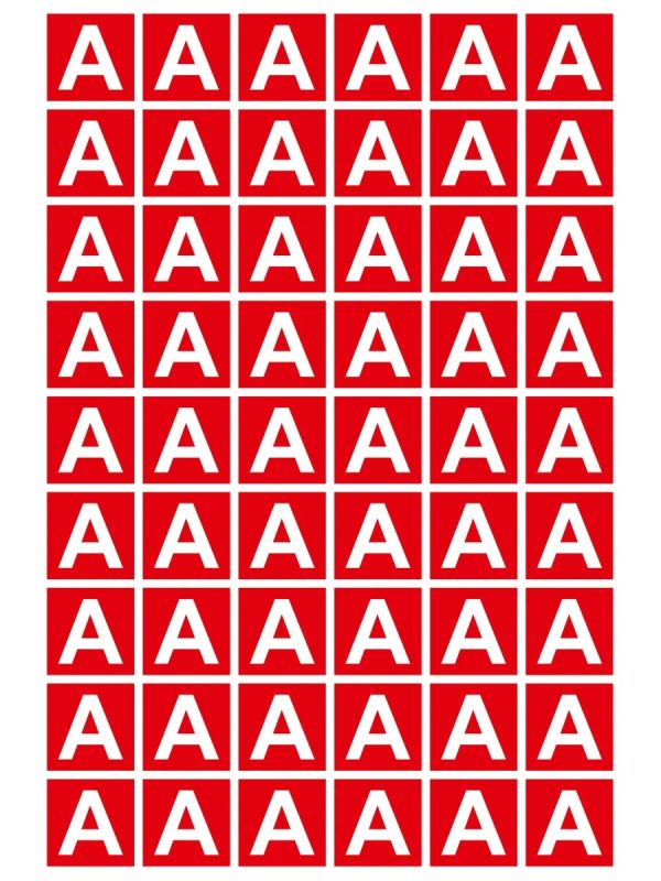 Наклейка буква А на аварийный светильник 30х30 мм, 54 шт