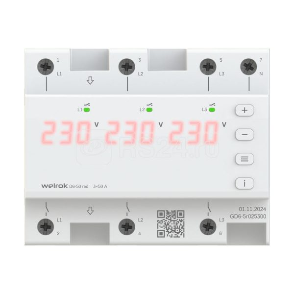 Реле напряжения welrok d6 50 red