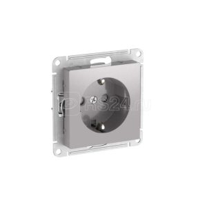 Atn000345s atlasdesign Розетка с з/к со шторками, 16А, мех., быстрозажим. клем., алюминий