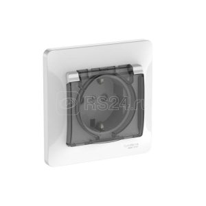 Gsl000148s glossa Розетка с з/к со шт. с прозрач. крышкой 16А ip44 в сборе быстрозажим. белый