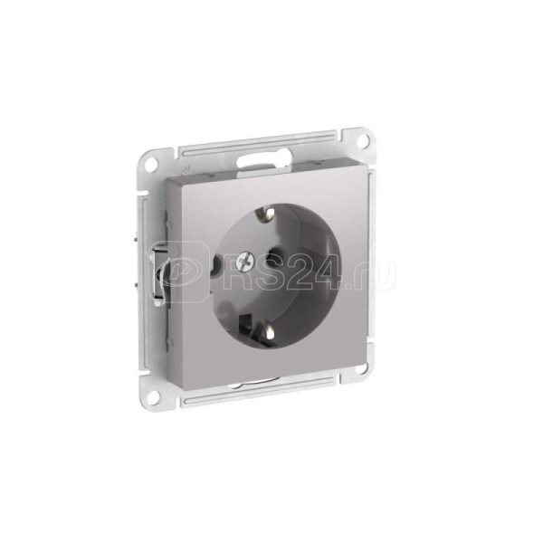 Atn000343s atlasdesign Розетка с заземлением без шт, 16А, мех., быстрозажим. клем., алюминий