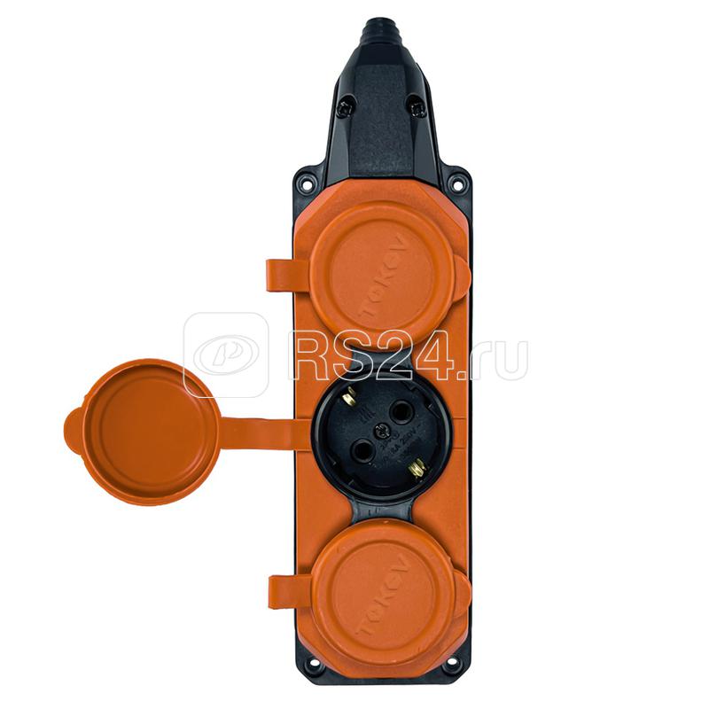 Колодка удлинителя 3 м с заземл. 16А IP44 каучук оранж. TOKOV TKE C10 KK3 Z