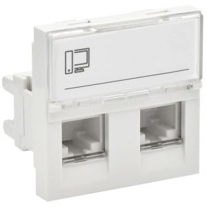 Розетка компьютерная 2мод. 2вх. PRIMER RJ45 кат.5E РКИ 22 00 П 5 бел. IEK PR KK40D RI 0 2 2C5EU K01