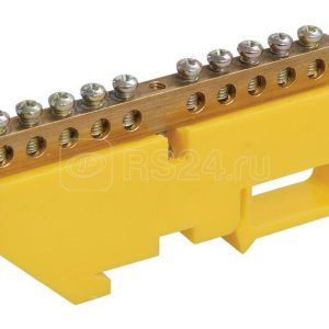 Шина PE "земля" на DIN изоляторе ШНИ 6х9 16 Д Ж IEK YNN10 69 16D K05