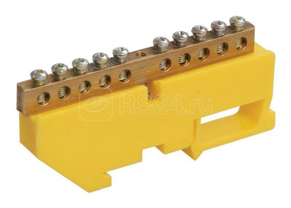 Шина PE "земля" на DIN изоляторе ШНИ 6х9 16 Д Ж IEK YNN10 69 16D K05