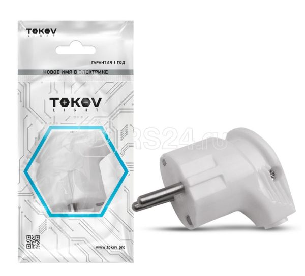 Вилка угловая 16А 250В с заземл. бел. TOKOV ELECTRIC TKL PLUZ C01