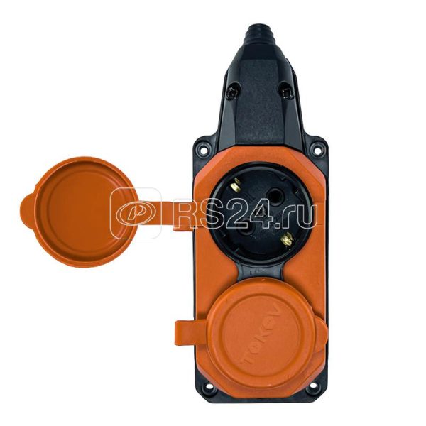 Колодка удлинителя 2 м с заземл. 16А IP44 каучук оранж. TOKOV TKE C10 KK2 Z