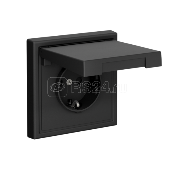 GAL001046S ARTGALLERY Розетка с/з со шт. с крыш, 16А, IP20, мех., быстрозажим. клем., карбон (5 шт)