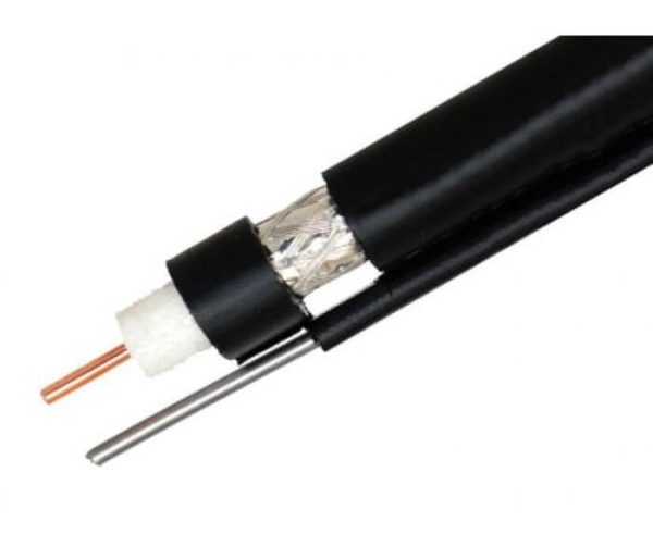 Кабель коаксиальный, RG 11 CCS, внешний с тросом, черный 305м.
