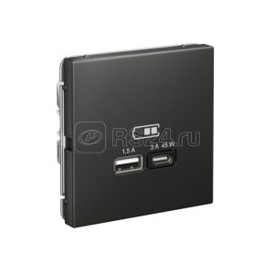 GAL001429 ARTGALLERY USB розетка A + тип C 45Вт высокоскор.заряд. QC, PD, механизм, базальт