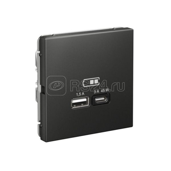 GAL001429 ARTGALLERY USB розетка A + тип C 45Вт высокоскор.заряд. QC, PD, механизм, базальт