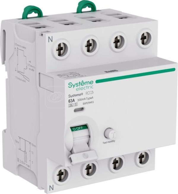 S9R29463 Systeme9 Выключатель дифференциального тока (ВДТ) 63A 4P 300мА Тип A S 400В